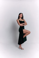 Green Velvet Satin Dress
