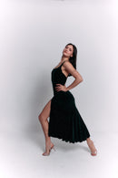 Green Velvet Satin Dress