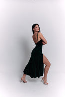 Green Velvet Satin Dress