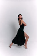 Green Velvet Satin Dress