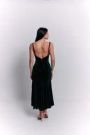 Green Velvet Satin Dress