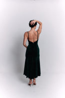 Green Velvet Satin Dress