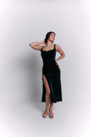 Green Velvet Satin Dress