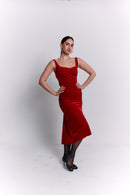 Open Back Velvet Burgundy Dress