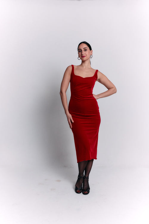 Open Back Velvet Burgundy Dress