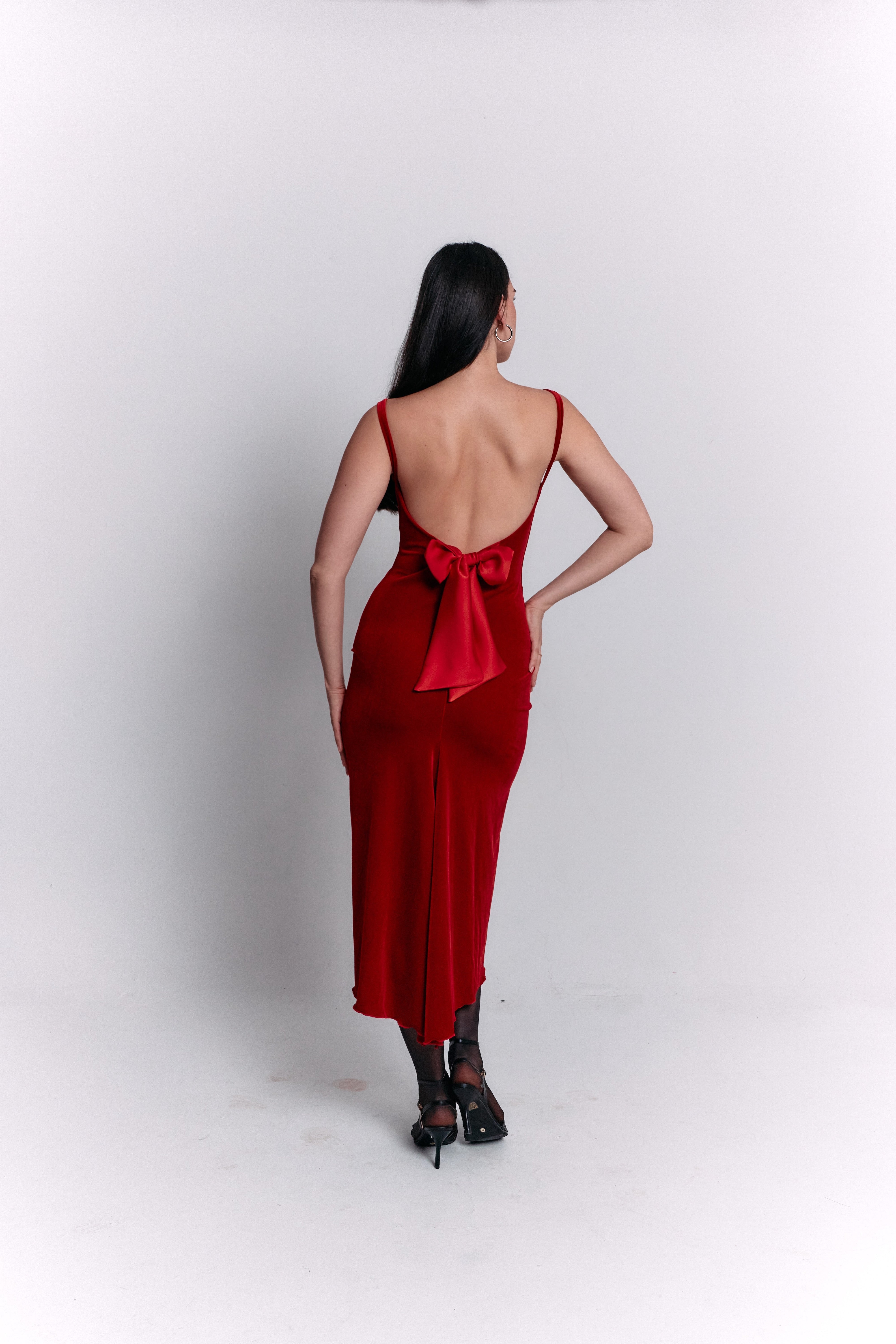 Open Back Velvet Burgundy Dress
