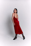 Open Back Velvet Burgundy Dress