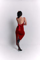 Open Back Velvet Burgundy Dress