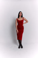 Open Back Velvet Burgundy Dress