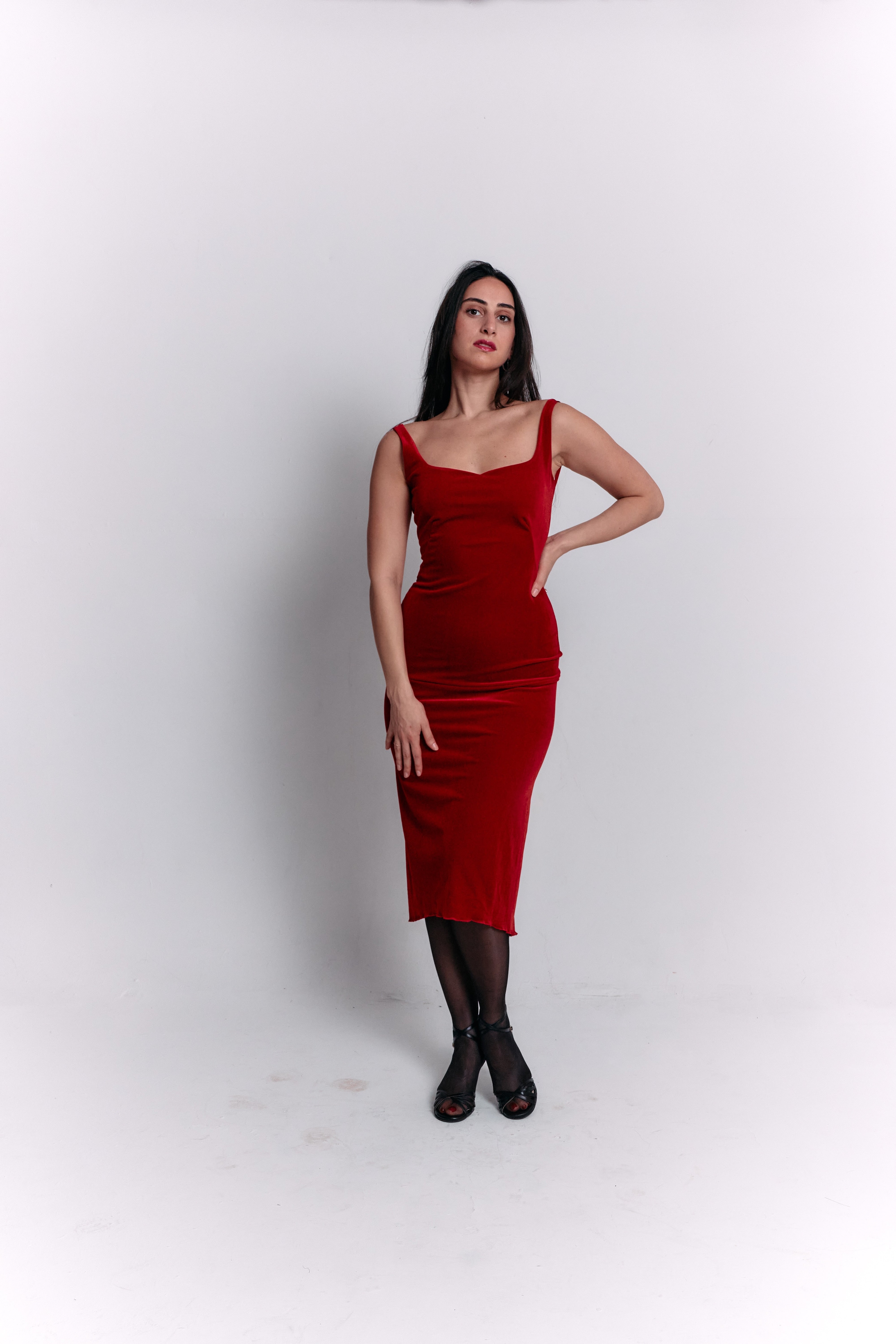 Open Back Velvet Burgundy Dress
