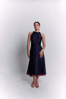 Reversible Crepe Blue and Purple Dress
