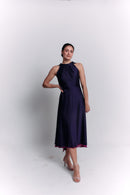 Reversible Crepe Blue and Purple Dress