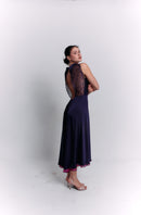 Reversible Crepe Blue and Purple Dress