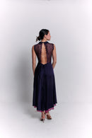 Reversible Crepe Blue and Purple Dress