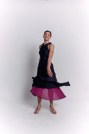 Reversible Crepe Blue and Purple Dress