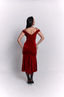 Red Velvet Off-Shoulder Dress