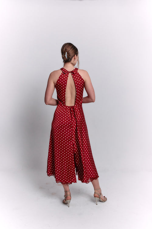 Reversible Red and White Polka Dot Dress