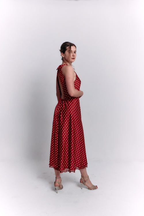 Reversible Red and White Polka Dot Dress