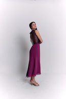 Reversible Crepe Blue and Purple Dress