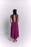 Reversible Crepe Blue and Purple Dress