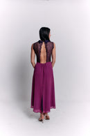 Reversible Crepe Blue and Purple Dress