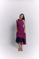 Reversible Crepe Blue and Purple Dress