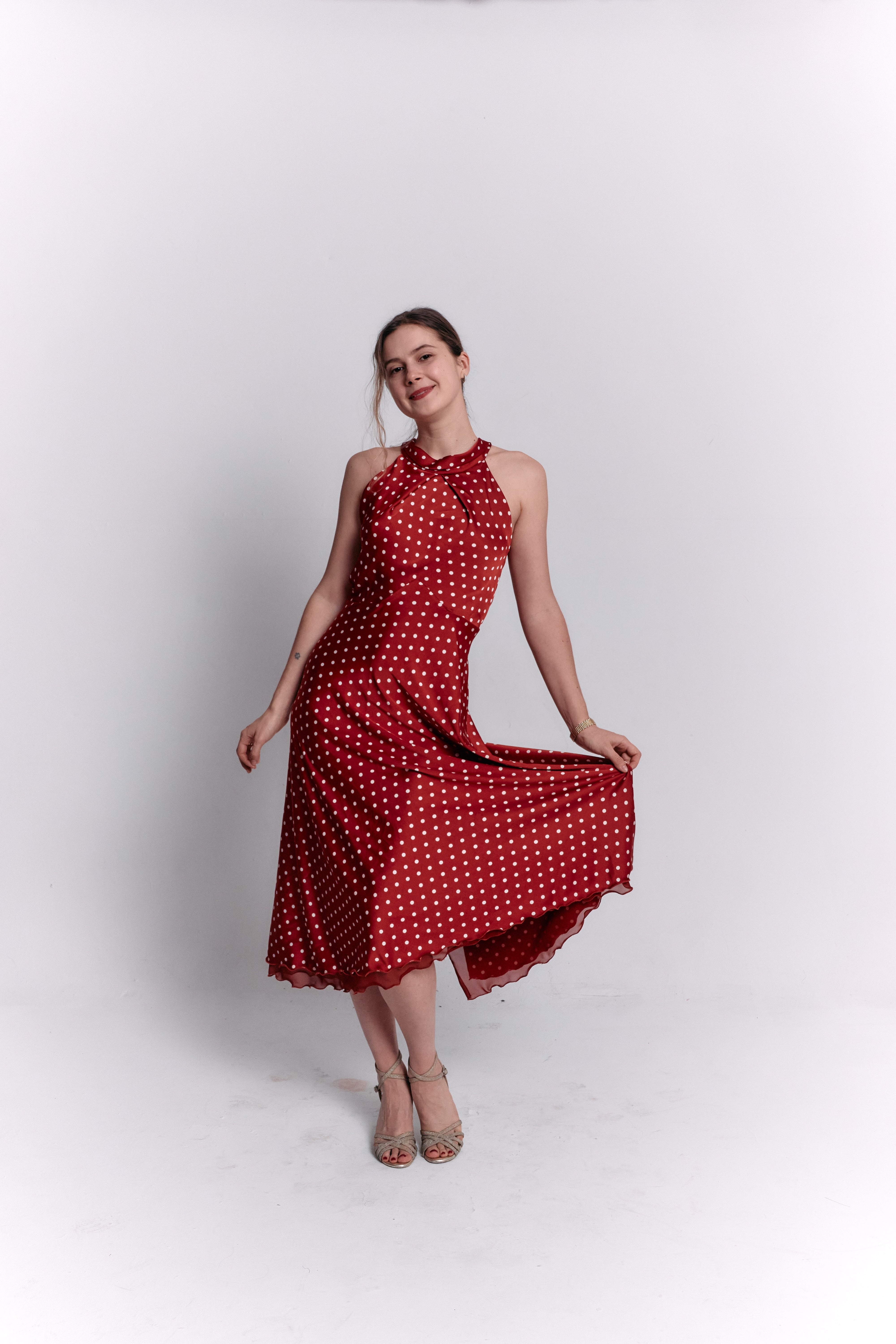 Reversible Red and White Polka Dot Dress