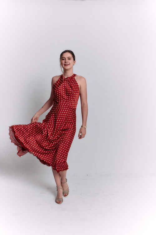 Reversible Red and White Polka Dot Dress