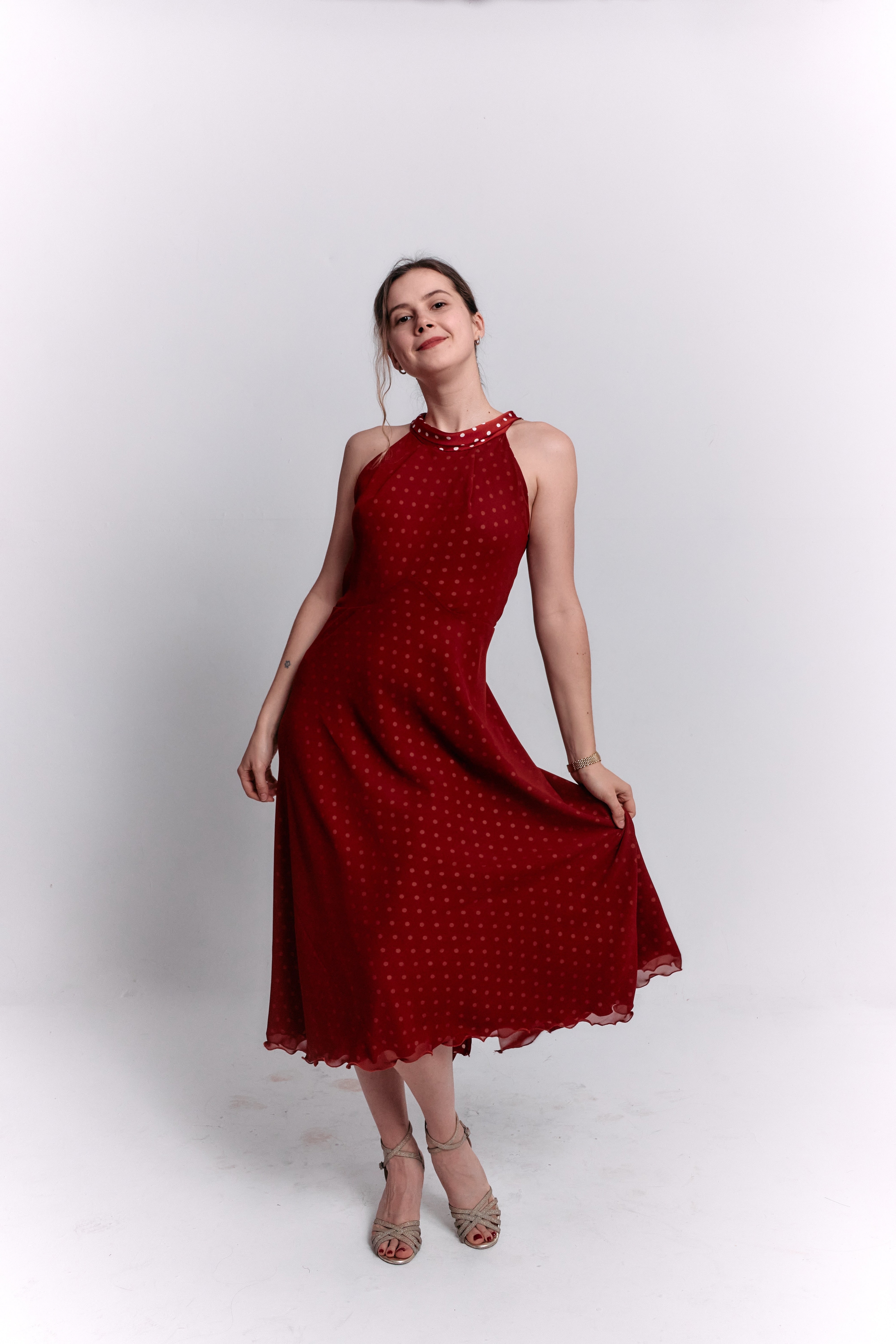 Reversible Red and White Polka Dot Dress
