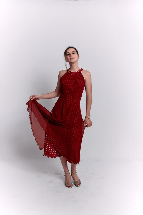 Reversible Red and White Polka Dot Dress