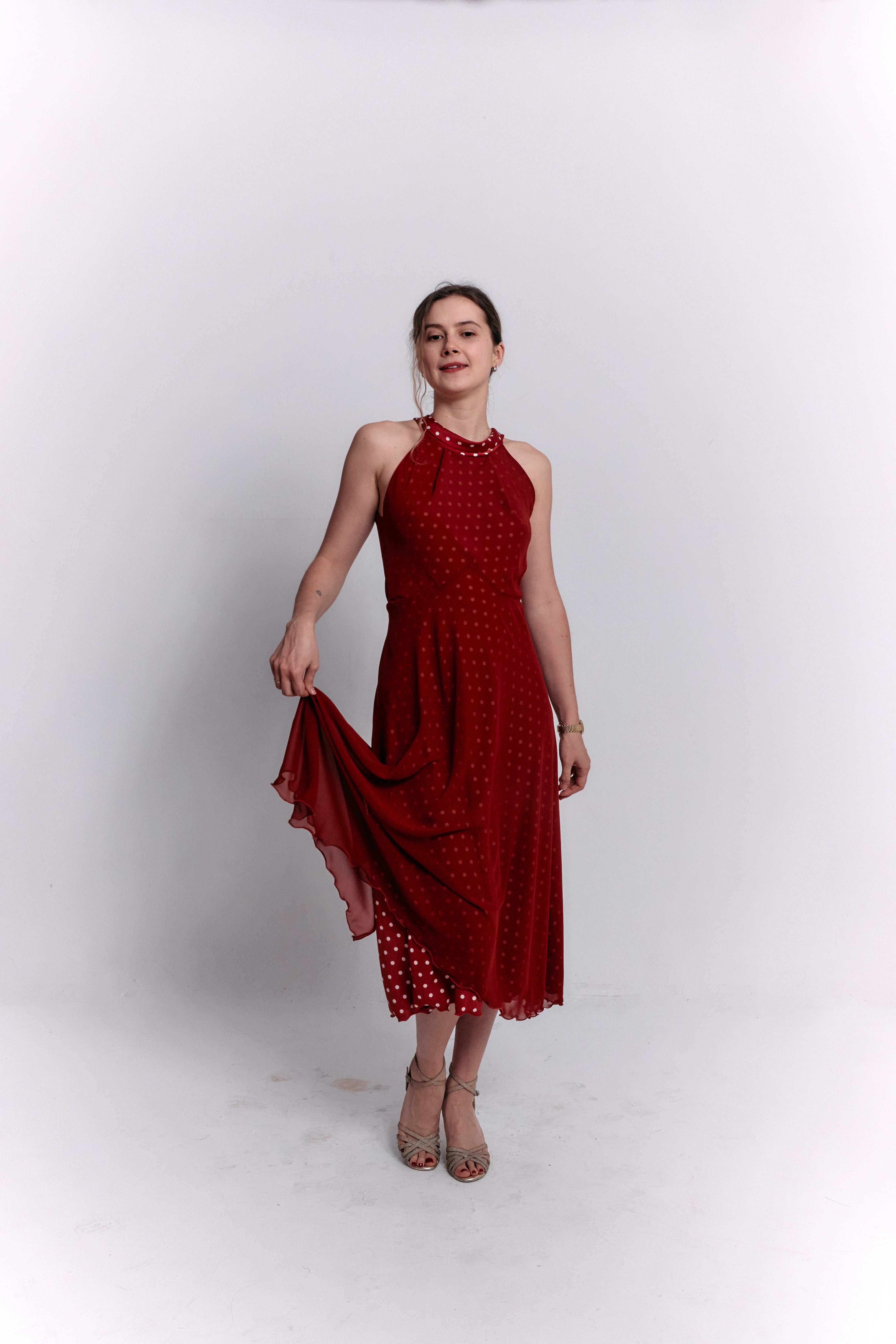 Reversible Red and White Polka Dot Dress