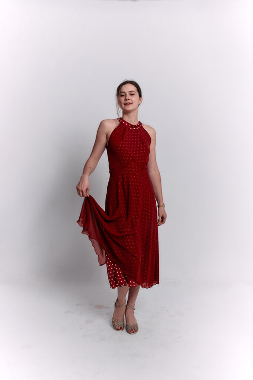Reversible Red and White Polka Dot Dress