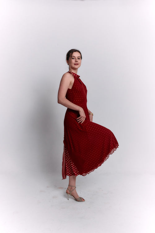 Reversible Red and White Polka Dot Dress