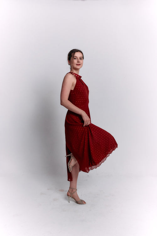 Reversible Red and White Polka Dot Dress