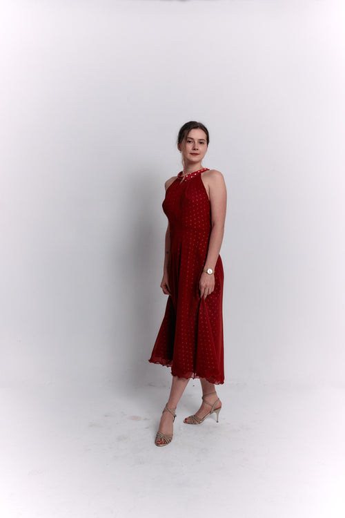 Reversible Red and White Polka Dot Dress