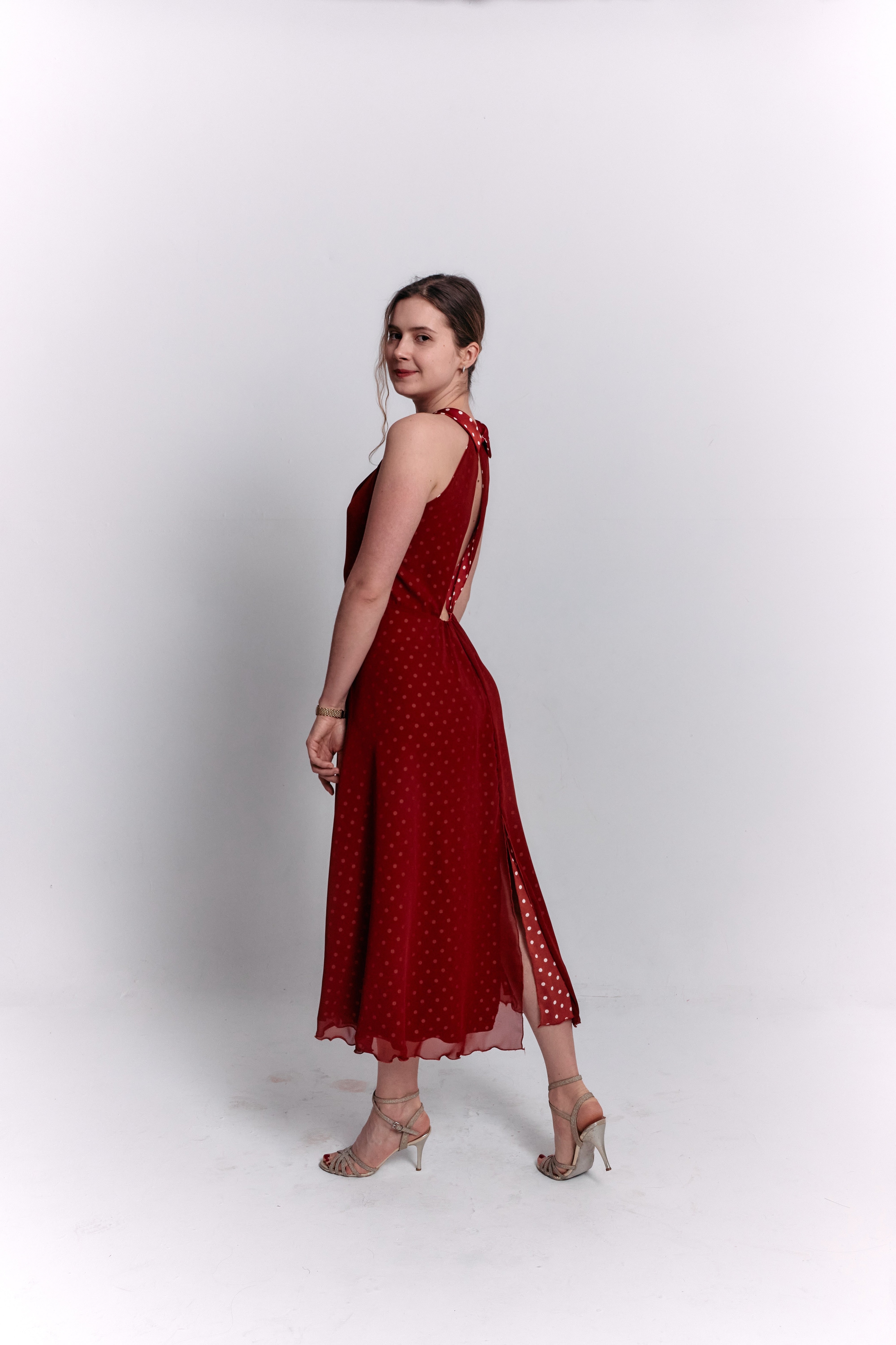 Reversible Red and White Polka Dot Dress