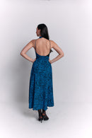 Black and Blue Dress with Animal Patterns