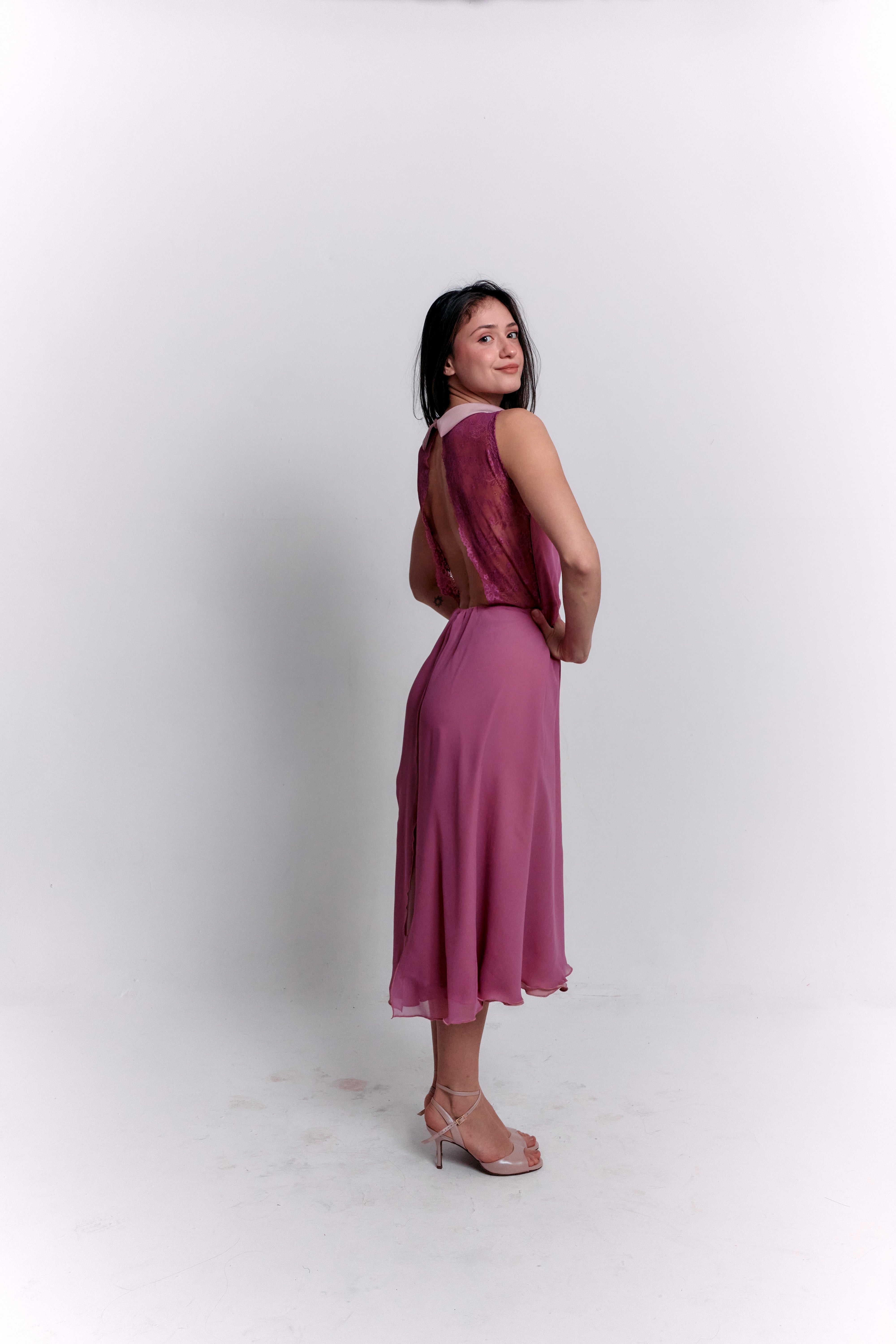 Reversible Pink Satin Dress