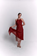 Reversible Red and Geometric Pattern Dress
