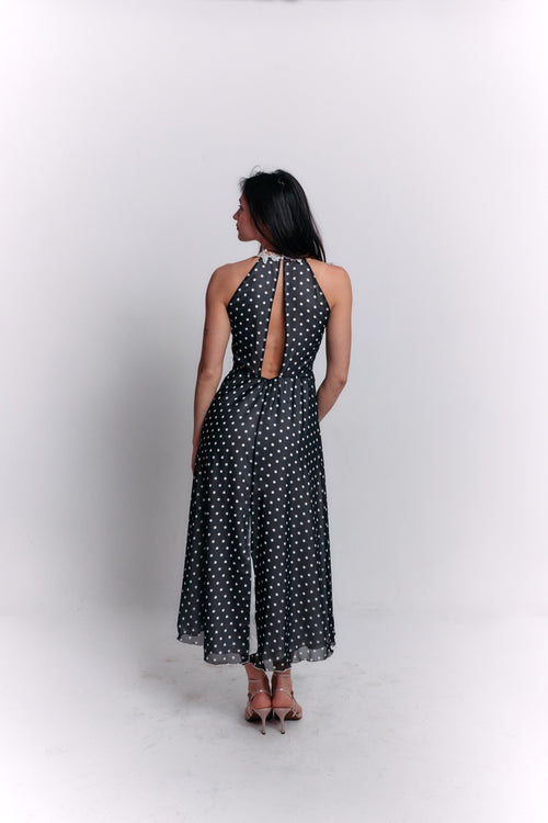 Chiffon Black and White Polka Dot Dress