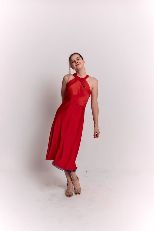 Reversible Red and Blue Bow Dress