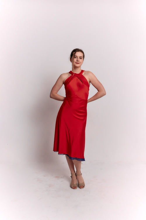 Reversible Red and Blue Bow Dress