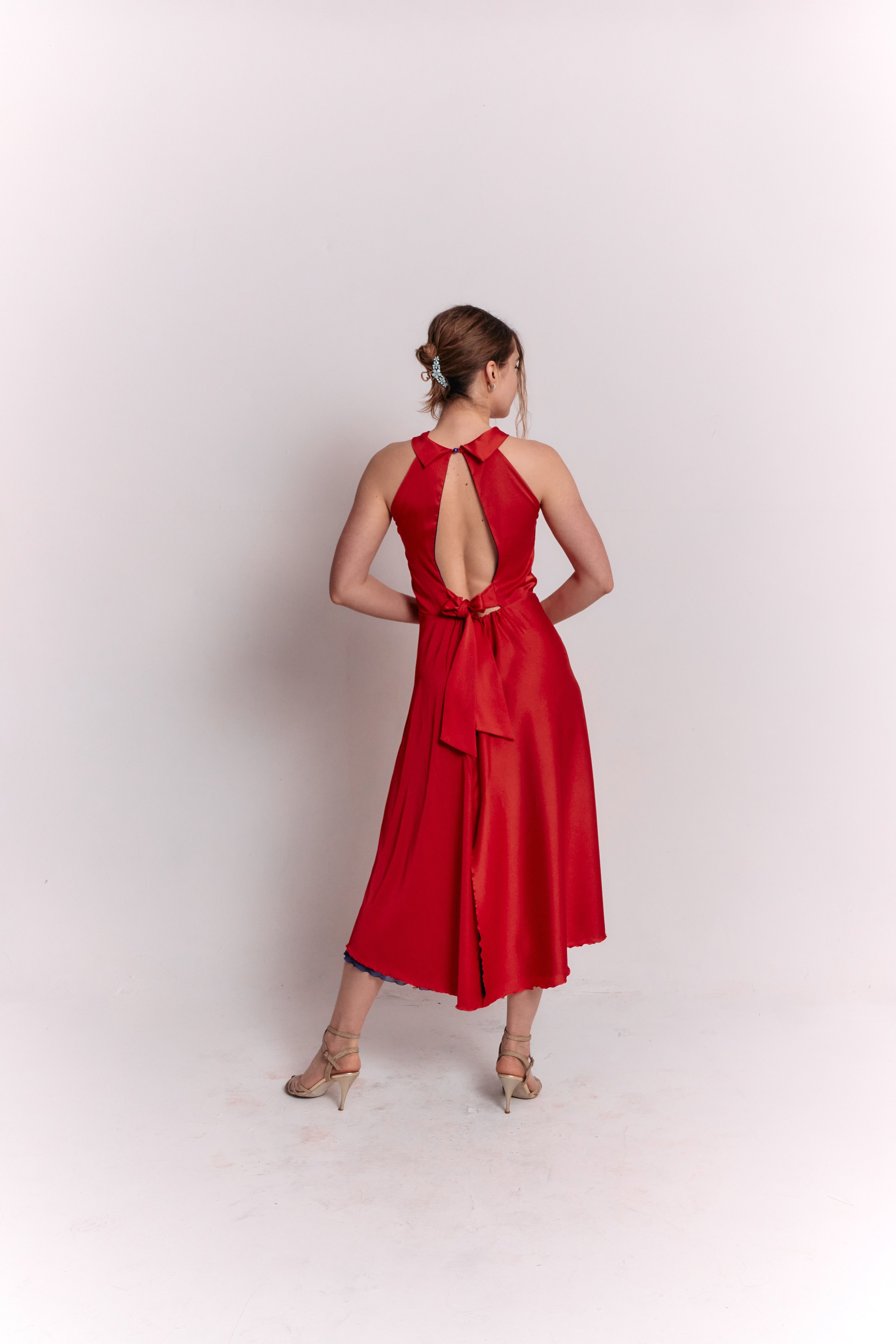 Reversible Red and Blue Bow Dress