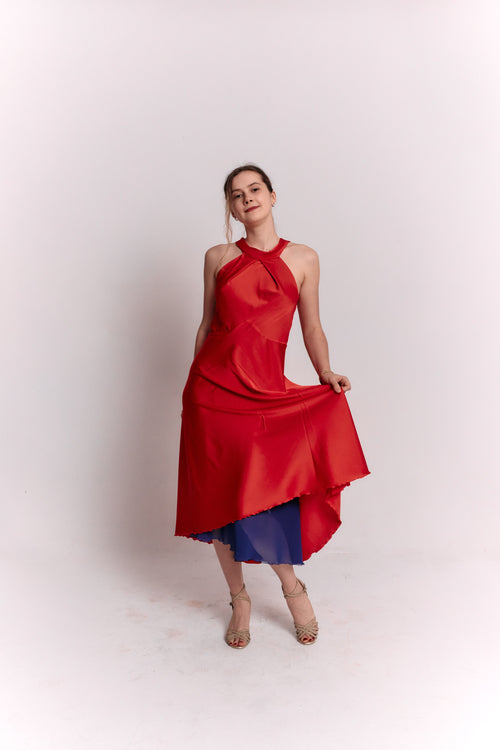 Reversible Red and Blue Bow Dress