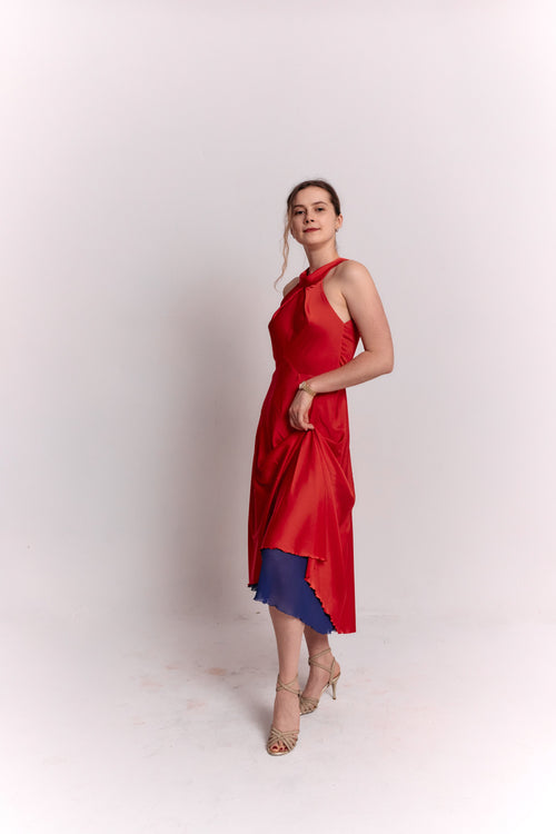 Reversible Red and Blue Bow Dress
