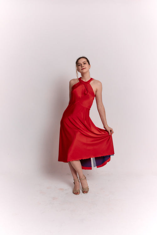 Reversible Red and Blue Bow Dress