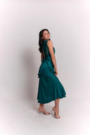 Satin Lace Emerald Dress