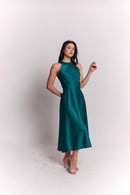 Satin Lace Emerald Dress