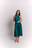 Satin Lace Emerald Dress