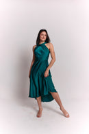 Satin Lace Emerald Dress